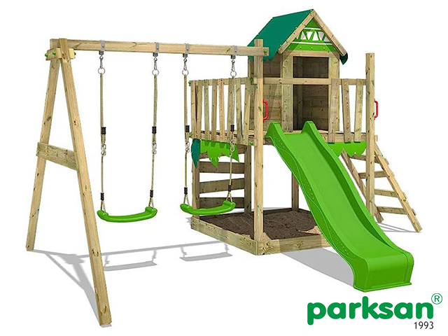 51444 - Wooden Roof Swing Set with Slides
