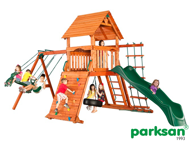 51449 - Climbing Playhouse with Wooden Slides